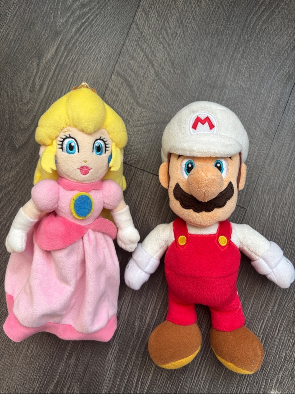 Super Mario Dolls Princess Peach and Fire Mario Plush Toy Set